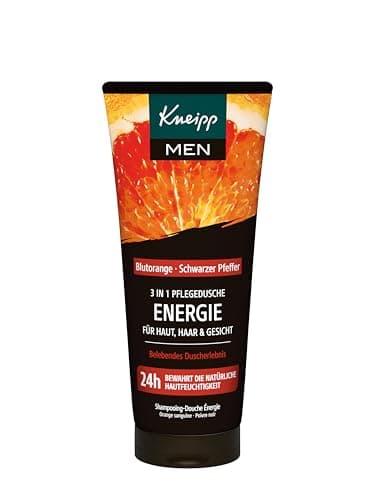 Kneipp MEN 3 in 1 Pflegedusche Energie - Duschgel für Männer - Für Haut, Haar & Gesicht - Mit natürlichem ätherischem Blutorangenöl und dem Extrakt aus schwarzem Pfeffer - 200 ml