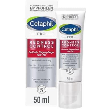 CETAPHIL PRO RednessControl Getönte Tagespflege SPF 30, 50ml, Kaschiert Hautrötungen sofort und gleicht den Hautton sichtbar aus, Spendet intensiv Feuchtigkeit, Schützt mit Lichtschutzfaktor 30
