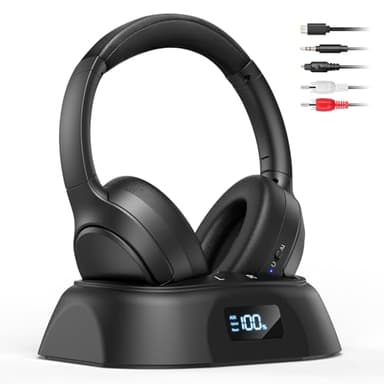 Doohoeek TV Funkkopfhörer, Bluetooth 5.3 Kabellos Over-Ear Headphones mit Ladestation&Digital Display, Play&Plug, Tragbar Headset für Optischen, AUX&Bluetooth Fernseher, Geschenk für die Senioren