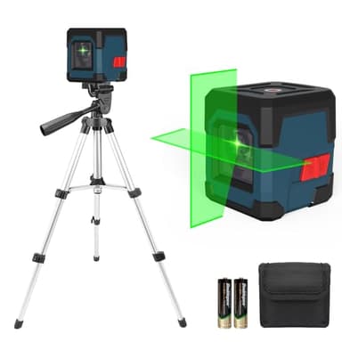Laser Wasserwaage mit Stativ, RockSeed Kreuzlinienlaser mit Selbstnivellierung, Vertikale und Horizontale Linie, 360 Grad Drehbar, Tragetasche, Batterie Enthalten
