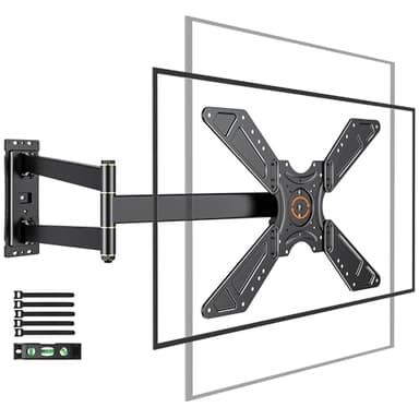 WHYFONE TV Wandhalterung Schwenkbar für 32-75 Zoll Fernseher, 180° Drehung von Querformat zu Hochformat Ecke TV Halter mit 850mm Langem Arm, Fernseher Halterung für die Wand VESA 600x400mm bis zu 50kg