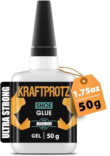Schuhkleber Gel extra stark – 50 g XXL Sekundenkleber wasserfest, transparent & hitzebeständig – Anti-Austrocknungs-Spitze – KRAFTPROTZ Superkleber für Schuhe, Sohlen, Leder, Gummi & Sneaker