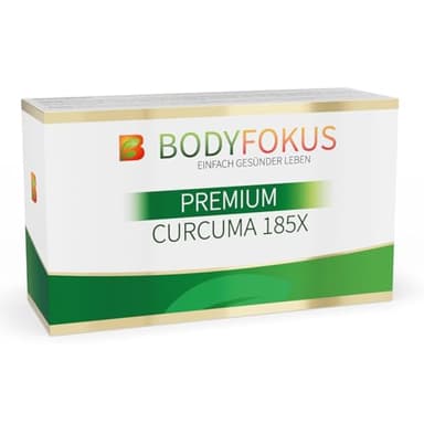 BodyFokus Premium Curcuma 185X - Kurkuma-Kapseln hochdosiert aus 95% Extrakt mit Mizellen-Technologie - 185x höhere Bioverfügbarkeit als Curcumin - 60 Kapseln - in Deutschland produziert