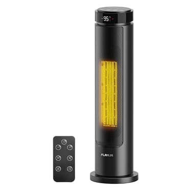 FLANUR Energiesparender Heizlüfter, 1500W Tragbare Keramik Heizlüfter Leise, 12-Std-Timer Heizlüfter mit 70° Oszillierend, Überhitzungs-Kippschutz, Alexa & Google Assistant, Schwarz, 1 Pack+4 Modi
