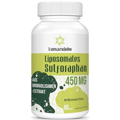 Liposomales Sulforaphan Hochdosiert, 450mg Tagesdosis, Brokkoli Kapseln aus Brokkolisprossen Extrakt, Reich an Aktivem Myrosinase & Sulforaphan, 5X Advanced Formula (60 Kapseln)