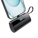 Mini Power Bank für iPhone, 5500mAh Powerbank 20W PD Schnelles Aufladen Externer Akku mit LED-Display und USB-C Ladekabel Klein Akkupack Kompatibel mit iPhone 16/15/14/13/12/11/X/XR/XS/8/7/6 Plus etc