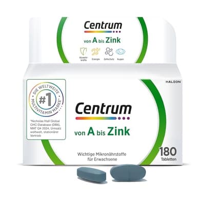 Multivitamin - Centrum Von A bis Zink– Multivitamin Tabletten mit Vitamin A-Z, hochwertiges Nahrungsergänzungsmittel zur täglichen Komplettversorgung- Vitamine, Mineralstoffe, Spurenelemente– 180St.
