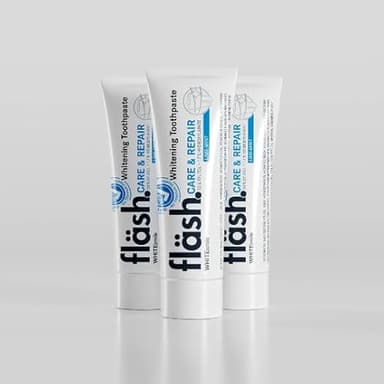 fläsh Limette-Minze: Whitening Toothpaste Zahncreme | 75 ml Tube | mit 30% Xylitol und 17% Hydroxylapatit für den doppelten Kariesschutz | 3er Pack