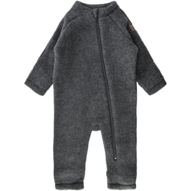 Mikk-line Walkoverall Anthrazit Melange 86 | Wollwalk Overall für Baby und Kleinkind | Schlafanzug Aus Merinowolle | Ohne Füße
