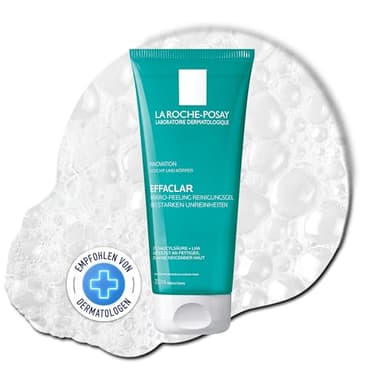 La Roche Posay Mikro-Peeling Reinigungsgel für empfindliche, unreine Haut an Gesicht und Körper, Entfernt abgestorbene Hautzellen, Mit LHA, Salicylsäure und Zink, Effaclar, 200 ml
