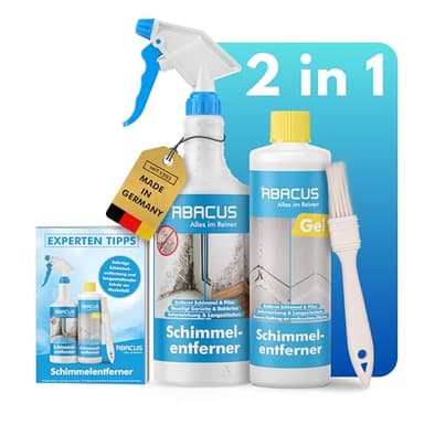 ABACUS® Schimmelentferner Spray & Gel mit Pinsel, Antischimmelspray mit Hafteffekt, extrem starkes Anti-Schimmel-Gel entfernt Schimmel, Pilze & Stockflecken in Minuten! (7819)