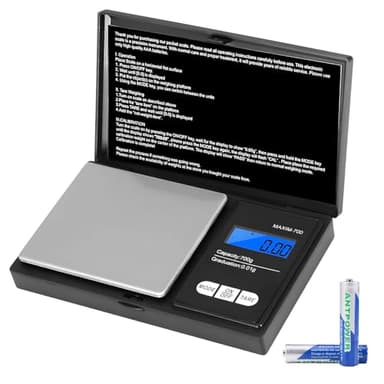 Vinabo Grammwaage Feinwaage 0.01g Waage Gramm 700g/0.01g Goldwaage Präzisionswaage Taschenwaage mit LCD Display und 7 Einheiten Tara Funktion für Küche, Kaffee, Schmuck (Einschließlich 2 Batterien)
