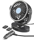Lescars 12V Ventilator: Kfz-Ventilator für 12-V-Anschluss, 2 Geschwindigkeits-Stufen, 3 Watt (12 Volt Ventilator, Auto 12 Volt, Innenraum)
