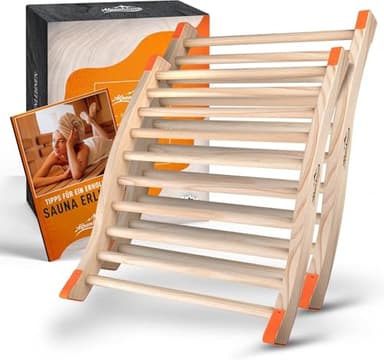 ALPENHAUCH Sauna Rückenlehne aus 100% Naturholz [2 Stück] - Ergonomische Rückenlehne mit geschwungener S-Form - Edles Sauna Zubehör Infrarotkabine - Komfortable Rückenlehne Infrarotkabine inkl. E-Book