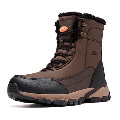 SHULOOK Winterstiefel Herren Wasserdicht Warm Gefüttert Winterschuhe Herren Schneestiefelrutschfeste Hohe Wanderschuhe Outdoor Schuhe Winter für Wandern Arbeiten Camping (Braun EU 44)