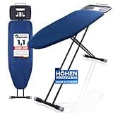 SCHWANFELD® Premium Bügelbrett XXL 120x42cm Bügelfläche [EXTRA STABIL & HÖHENVERSTELLBAR] - Bügelbrett für Dampfbügelstation - Bügeltisch mit rutschfesten Füßen - Ironing Board mit Ablage (Made in EU)