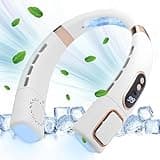 Yumcute Nackenventilator mit Kühlung, 8000mAh Lange AkkulaufzeitLeise Leuchtung Nackenkühler Halsventilatoren Led Anzeige 360° Kühlender USB Ventilator Testsieger Hals Turbo für Unterwegs Reisen Sport