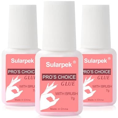 Sularpek Nagelkleber - 3er Pack, 7ml Nail Glue für Kunstnägel & Tips, Extra Stark, mit Pinsel, für Haus & Salon