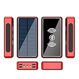 KKPLZZ Solar Power Bank 50000mAh, Solarladegerät mit großer Kapazität und 4 USB-Anschlüssen, Tragbares kabelloses Ladegerät Fallsichere Powerbank mit LED-Licht Camping im