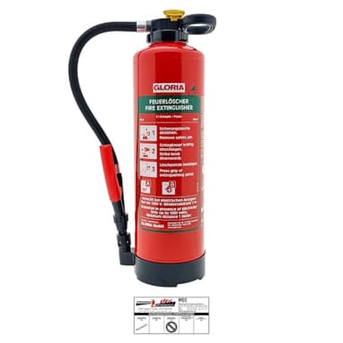 Gloria Schaum-Feuerlöscher SKA+ 6 PRO – 6 Liter – Fluorfrei – Für die Brandklassen A, B – Mit praktischer Wandhalterung – inkl. aktueller Prüfplakette