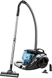 Rowenta Compact Power Cyclonic, Bodenstaubsauger beutelloser, entfernt tiefsitzenden Schmutz, 750 Watt, 1,5 Liter Fassungsvermögen, leichte Entleerung, Staubsauger leise, schwarz/blau, RO3731