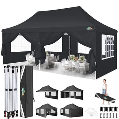 COBIZI Faltpavillon 3X6m Wasserdicht Stabil Pavillon 3x6m, Partyzelt Faltbar Anti-UV mit 6 Seitenwänden & 4 Sandsack, Gartenpavillon für Hochzeiten, Freien, Garten, Party