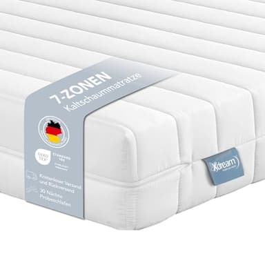 XDREAM Pure 7-Zonen Matratze 90x200cm | Ergonomische Kaltschaummatratze | Öko-TEX® | Härtegrad H4 (H4) I Hypoallergen & Antibakteriell | 11 cm hoch 90 x 200 cm