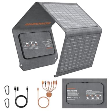 MHPOWOS Faltbares Solarpanel 40W 19V Tragbares Solarladegerät mit USB C, USB A und DC Ausgängen, Mini-Ladegerät in Buchgröße für iPhone, iPad, Powerbank, Camping, Wandern, Outdoor Reisen