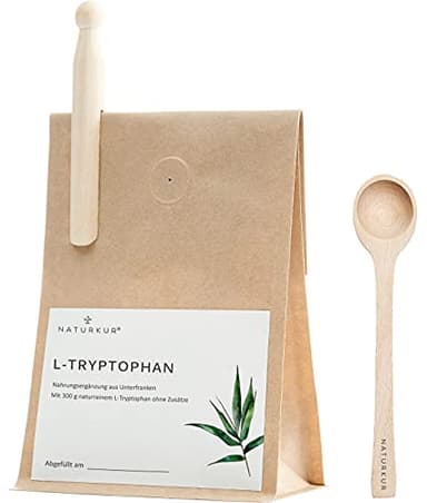 Naturkur® L-Tryptophan - 300 g im lebensmittelechtem Beutel mit Aromaschutzventil - Laborgeprüft, rein pflanzliche Fermentation, ohne Zusatzstoffe und sorgfältig hergestellt in Unterfranken
