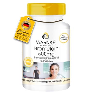 Bromelain 500mg - 100 Tabletten - 1200 F.I.P - natürliches Ananasenzym - vegan & hochdosiert | Warnke Vitalstoffe - Deutsche Apothekenqualität