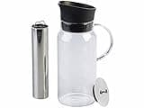 Rosenstein & Söhne Glaskaraffe: Cold-Brew-Kaffeebereiter aus Glas, mit Edelstahlfilter, 1.200 ml (Glaskrug, Kaltbrüh-Kaffeemaschine, French Press)