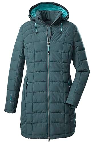 Killtec Damen Skane Wmn Quiltet Prk Parka In Daunenoptik Mit Abzippbarer Kapuze, Blau/Grün, 40 EU