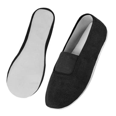 Comfyouth Gymnastikschuhe Mädchen Jungen Damen Atmungsaktiv Turnschläppchen Kinder Rindsleder Sohle Turnpatschen Unisex Schwarz Schläppchen