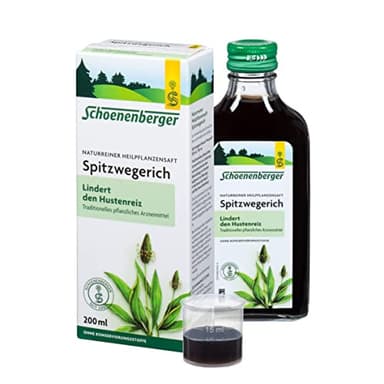 Schoenenberger - Spitzwegerich naturreiner Heilpflanzensaft - 1x 200 ml Glasflasche - der rein pflanzliche Hustenstiller - freiverkäufliches Arzneimittel - bio