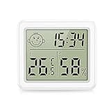 Brifit Digital Mini Thermometer Hygrometer, Hygrometer Innen mit hohen Genauigkeit, Temperatur und Luftfeuchtigkeitsmesser mit Uhr, Raumklima-Indikator, Raumthermometer für Gewächshaus,Büro,Heim