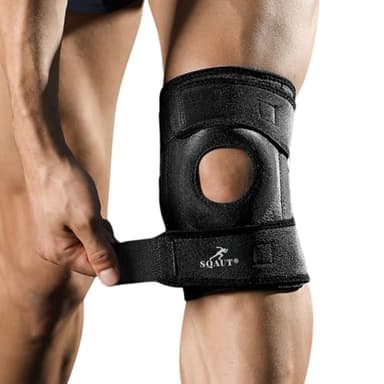 SQAUT® Orthopädische Kniebandage Kniestütze Knie Sport Bandage für Laufen, Gewichtheben, Kraftsport, Fitness, Arthrose rutschfeste stabilisiert Damen & Herren Schwarz