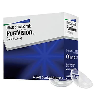 Bausch + Lomb PureVision Monatslinsen, sphärische Kontaktlinsen, weich, 6 Stück / BC 8.6 mm / DIA 14 / -3.75 Dioptrien