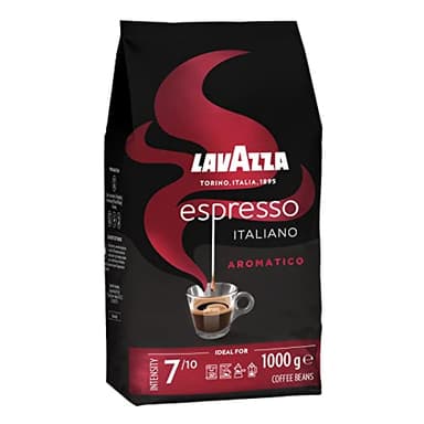 Lavazza, Espresso Aromatico, Arabica & Robusta Kaffeebohnen, Ideal für Espressomaschinen, Schokolade & Trockenfrüchte Aromen, Aromatischer Geschmack, Intensität 7/10, Leichte Röstung, 1kg Packung