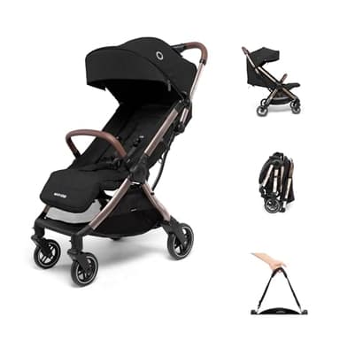 Maxi-Cosi Eva3 Kinderwagen, 0–4 Jahre, 0–22 kg, Baby Kinderwagen, Leicht und kompakt, Flache Liegeposition, 3 Liegepositionen, Automatisch mit 1 Hand klappbar, Tragegurt, Essential Black Champagne