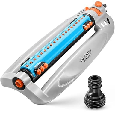 GRÜNTEK Rasensprenger bis 462 m2 für große Rasenflächen mit Turbo-Motor, Viereckregner Rasen-Sprinkler mit Variabler Breite, größte Bewässerungsfläche