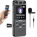 96GB Diktiergerät Digitales 110 Std Aufnahmegerät mit Externes Mikrofon, Vormooi 2,15" Farbbildschirm Voice Audio Recorder, USB-C Diktiergeräte MP3 mit Spracherkennung/Wiedergabe für Meeting Interview