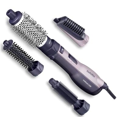 BaByliss Multistyle 1200W Warmluftbürste – Anti-Frizz Ionen-Technologie, Keramikbeschichtung, 4 Aufsätze, Multi-Föhnbürste, Schwarz, AS121E