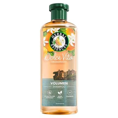 Herbal Essences Volumen Shampoo mit Orangenduft 350ml, Von feinem Haar zu gestärktem Haar voller Volumen von der Wurzel bis zur Spitze, Mit Inhaltsstoffen natürlichen Ursprungs, Vegan, ohne Silikone
