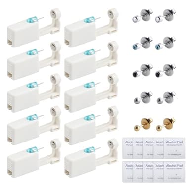 CONNECTION Ohrloch Stecher Set,Ohrlochstechpistole, Ohrlochpistole,Einweg-Ohr Steril Piercing Pistolen Kit mit Ohrstecker und Alkoholwatte,Ohrlöcher Selber Stechen Set für Mädchen Frauen Männer(10Pcs)