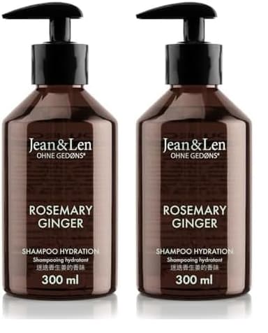 Jean & Len Feuchtigkeit Shampoo Rosemary & Ginger, für trockenes und sprödes Haar, mit Feuchtigkeitskomplex, würzig-frischer Duft von Rosmarin & Ingwer, ohne Parabene und Silikone, 300 ml