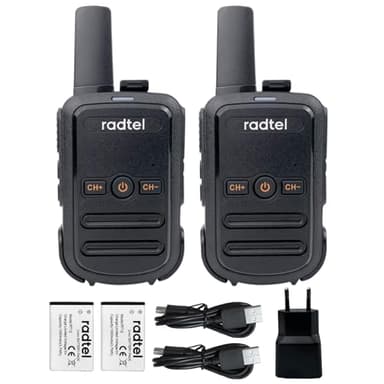 Radtel RT12 Wiederaufladbare Walkie Talkies für Erwachsene Long Range Handheld License Free PMR 446 Funkgerät 16CH Freisprecheinrichtung VOX für Camping Wandern (Schwarz)