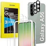 SPARIN für Samsung Galaxy A56 5G Panzer Schutz Glas, 3 Stück Schutzfolie und 2 Stück Kameraschutz mit Montage Rahmen, 9H Härte, Anti-Bläschen,HD-Klar