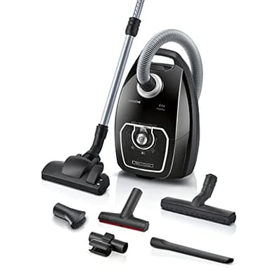 SIEMENS Staubsauger mit Beutel Z7.0 VSZ7X500, ideal für Allergiker, Hygiene-Filter, extrem leise, Bodendüse für Parkett, Teppich, Fliesen, XXL-Polsterdüse, XXL-Fugendüse, langes Kabel, 650 W, schwarz