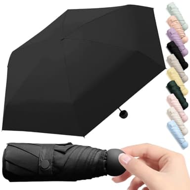 Mini-Regenschirm, Leichter Tragbarer Sonnenschirm, Sonnenschutz Regenschirm, Regen- oder SonnenscheinRegenschirm, Im Freien UV Faltender Regenschirmfür Männer Frauen und Kinder Reise, Schwarz