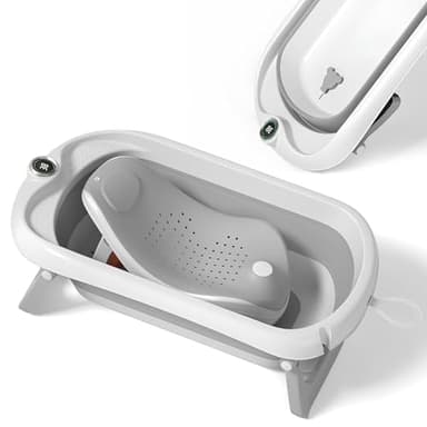 Faltbar Baby Badewanne Mit Rutschfestem Badewannensitz - Babywanne Xxl Mit Badethermometer - Von Der Geburt Bis 3 Jahre - Baby Bathtub - Babygeschenk - Geburtsgeschenke Für Mädchen & Jungen